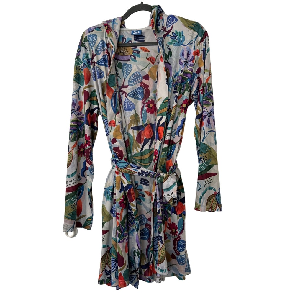 RipSkirt Hawaii‎ Hooded Robe Cover Up Womens M/L Tropical Floral Vacation Resort